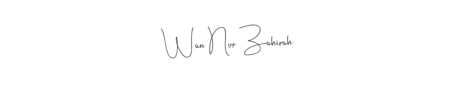 Also You can easily find your signature by using the search form. We will create Wan Nur Zahirah name handwritten signature images for you free of cost using Andilay-7BmLP sign style. Wan Nur Zahirah signature style 4 images and pictures png