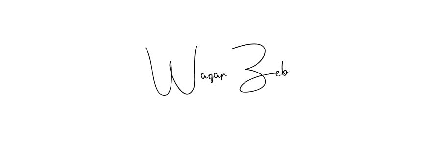 Make a beautiful signature design for name Waqar Zeb. With this signature (Andilay-7BmLP) style, you can create a handwritten signature for free. Waqar Zeb signature style 4 images and pictures png