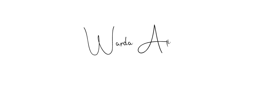 You should practise on your own different ways (Andilay-7BmLP) to write your name (Warda Ali) in signature. don't let someone else do it for you. Warda Ali signature style 4 images and pictures png