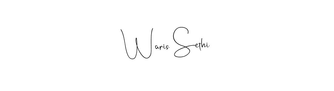 How to make Waris Sethi name signature. Use Andilay-7BmLP style for creating short signs online. This is the latest handwritten sign. Waris Sethi signature style 4 images and pictures png