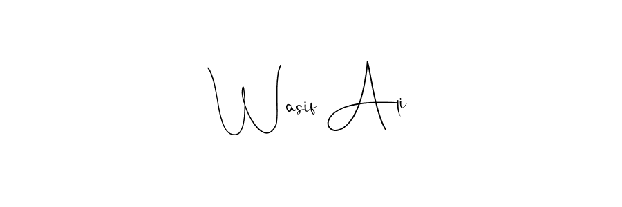 How to make Wasif Ali name signature. Use Andilay-7BmLP style for creating short signs online. This is the latest handwritten sign. Wasif Ali signature style 4 images and pictures png