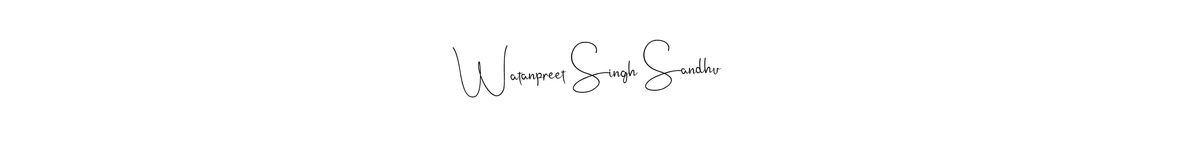 How to make Watanpreet Singh Sandhu name signature. Use Andilay-7BmLP style for creating short signs online. This is the latest handwritten sign. Watanpreet Singh Sandhu signature style 4 images and pictures png