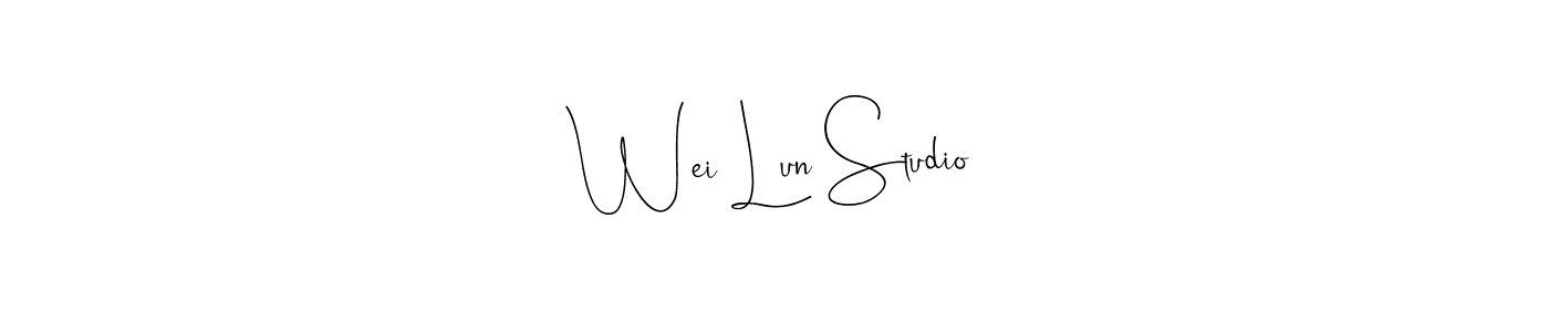 Make a beautiful signature design for name Wei Lun Studio. With this signature (Andilay-7BmLP) style, you can create a handwritten signature for free. Wei Lun Studio signature style 4 images and pictures png