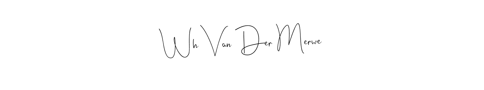 The best way (Andilay-7BmLP) to make a short signature is to pick only two or three words in your name. The name Wh Van Der Merwe include a total of six letters. For converting this name. Wh Van Der Merwe signature style 4 images and pictures png