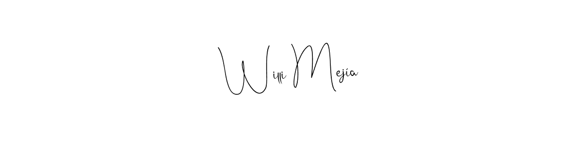 How to make Willi Mejía name signature. Use Andilay-7BmLP style for creating short signs online. This is the latest handwritten sign. Willi Mejía signature style 4 images and pictures png