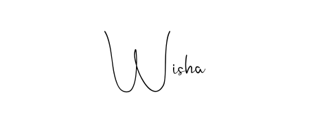 A modern signature idea for name Wisha using Andilay-7BmLP font. Clean strokes and elegant curves make it stand out instantly. Wisha signature style 4 images and pictures png