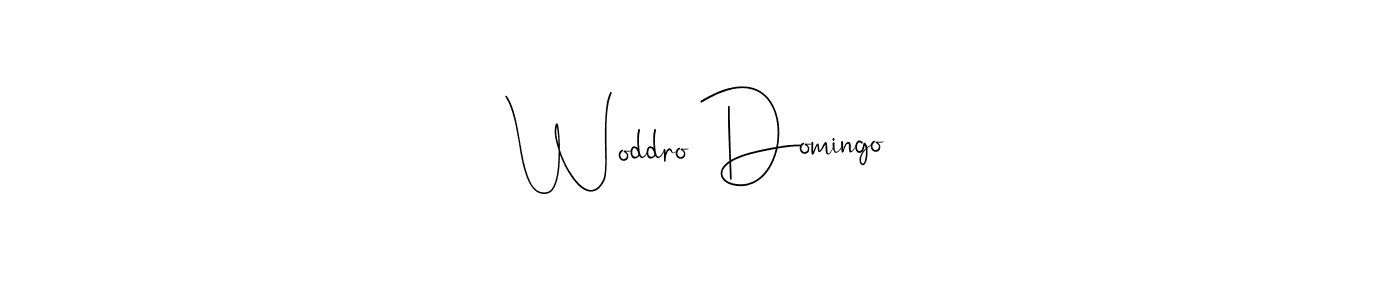 How to make Woddro Domingo name signature. Use Andilay-7BmLP style for creating short signs online. This is the latest handwritten sign. Woddro Domingo signature style 4 images and pictures png