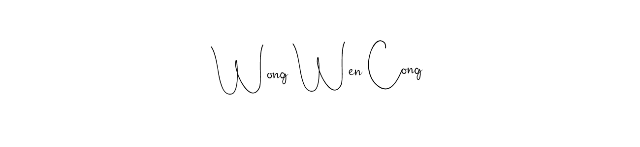 How to make Wong Wen Cong name signature. Use Andilay-7BmLP style for creating short signs online. This is the latest handwritten sign. Wong Wen Cong signature style 4 images and pictures png