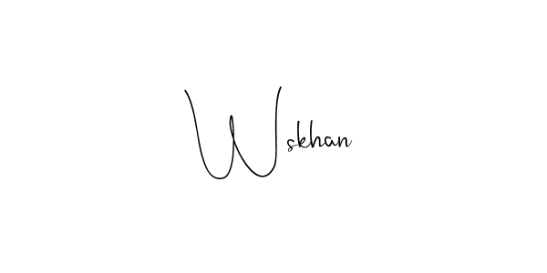 Also You can easily find your signature by using the search form. We will create Wskhan name handwritten signature images for you free of cost using Andilay-7BmLP sign style. Wskhan signature style 4 images and pictures png