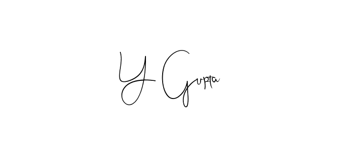 How to make Y Gupta name signature. Use Andilay-7BmLP style for creating short signs online. This is the latest handwritten sign. Y Gupta signature style 4 images and pictures png