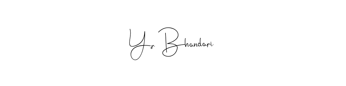 The best way (Andilay-7BmLP) to make a short signature is to pick only two or three words in your name. The name Y.r Bhandari include a total of six letters. For converting this name. Y.r Bhandari signature style 4 images and pictures png