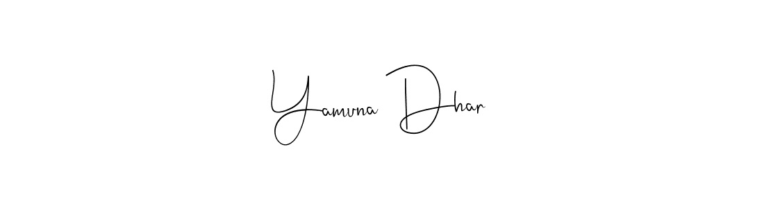 How to make Yamuna Dhar name signature. Use Andilay-7BmLP style for creating short signs online. This is the latest handwritten sign. Yamuna Dhar signature style 4 images and pictures png