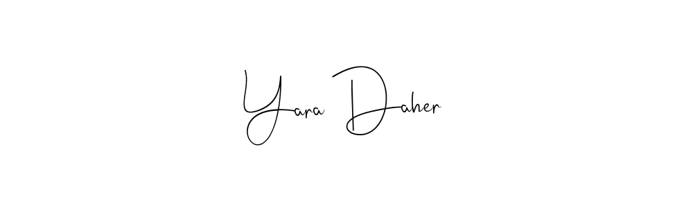 How to make Yara Daher name signature. Use Andilay-7BmLP style for creating short signs online. This is the latest handwritten sign. Yara Daher signature style 4 images and pictures png