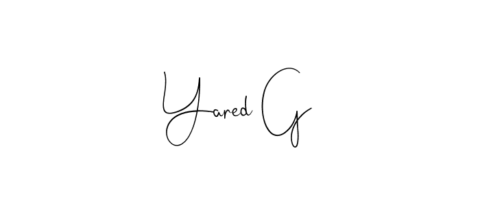 How to make Yared G name signature. Use Andilay-7BmLP style for creating short signs online. This is the latest handwritten sign. Yared G signature style 4 images and pictures png