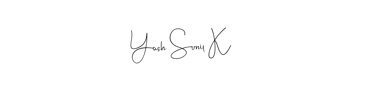 Use a signature maker to create a handwritten signature online. With this signature software, you can design (Andilay-7BmLP) your own signature for name Yash Sunil K. Yash Sunil K signature style 4 images and pictures png