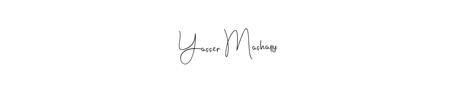 How to make Yasser Mashally name signature. Use Andilay-7BmLP style for creating short signs online. This is the latest handwritten sign. Yasser Mashally signature style 4 images and pictures png