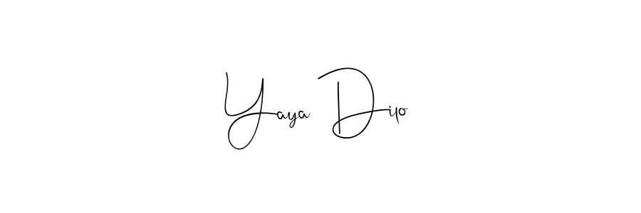 How to make Yaya Dilo name signature. Use Andilay-7BmLP style for creating short signs online. This is the latest handwritten sign. Yaya Dilo signature style 4 images and pictures png