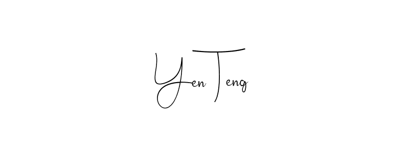 How to make Yen Teng name signature. Use Andilay-7BmLP style for creating short signs online. This is the latest handwritten sign. Yen Teng signature style 4 images and pictures png