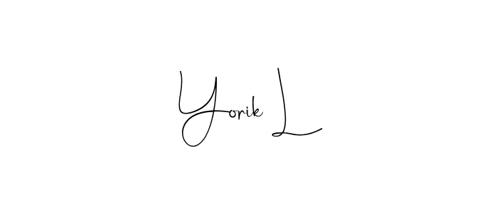 Also You can easily find your signature by using the search form. We will create Yorik L name handwritten signature images for you free of cost using Andilay-7BmLP sign style. Yorik L signature style 4 images and pictures png