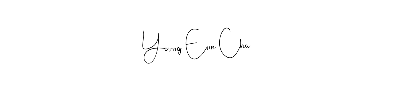 How to make Young Eun Cha name signature. Use Andilay-7BmLP style for creating short signs online. This is the latest handwritten sign. Young Eun Cha signature style 4 images and pictures png