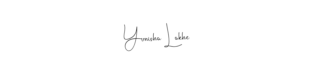 Andilay-7BmLP is a professional signature style that is perfect for those who want to add a touch of class to their signature. It is also a great choice for those who want to make their signature more unique. Get Yunisha Lakhe name to fancy signature for free. Yunisha Lakhe signature style 4 images and pictures png