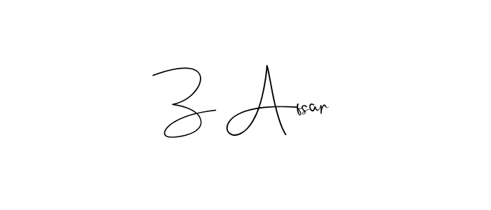 How to make Z Afsar name signature. Use Andilay-7BmLP style for creating short signs online. This is the latest handwritten sign. Z Afsar signature style 4 images and pictures png