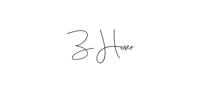 How to make Z Hofer name signature. Use Andilay-7BmLP style for creating short signs online. This is the latest handwritten sign. Z Hofer signature style 4 images and pictures png