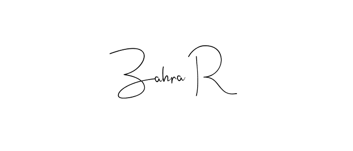 Create a beautiful signature design for name Zahra R. With this signature (Andilay-7BmLP) fonts, you can make a handwritten signature for free. Zahra R signature style 4 images and pictures png