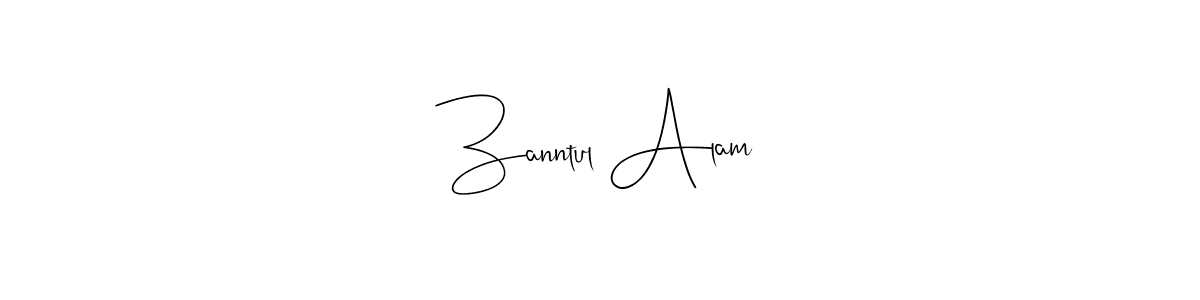 How to make Zanntul Alam name signature. Use Andilay-7BmLP style for creating short signs online. This is the latest handwritten sign. Zanntul Alam signature style 4 images and pictures png