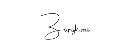A stylish, flowing autograph style designed for name Zarghuna using Andilay-7BmLP typography. Perfect for digital creative projects. Zarghuna signature style 4 images and pictures png