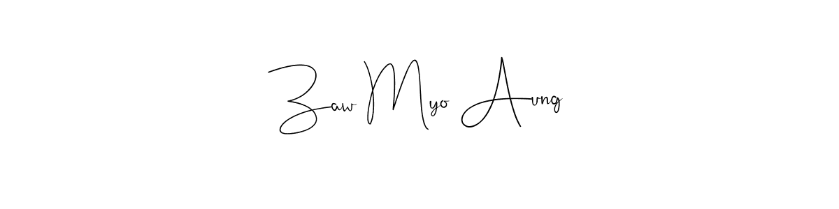 Andilay-7BmLP is a professional signature style that is perfect for those who want to add a touch of class to their signature. It is also a great choice for those who want to make their signature more unique. Get Zaw Myo Aung name to fancy signature for free. Zaw Myo Aung signature style 4 images and pictures png