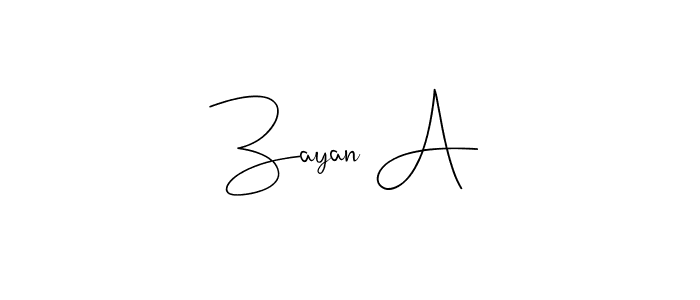 How to make Zayan A name signature. Use Andilay-7BmLP style for creating short signs online. This is the latest handwritten sign. Zayan A signature style 4 images and pictures png