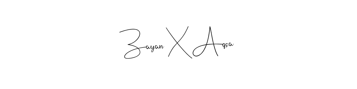 How to make Zayan X Aqsa name signature. Use Andilay-7BmLP style for creating short signs online. This is the latest handwritten sign. Zayan X Aqsa signature style 4 images and pictures png