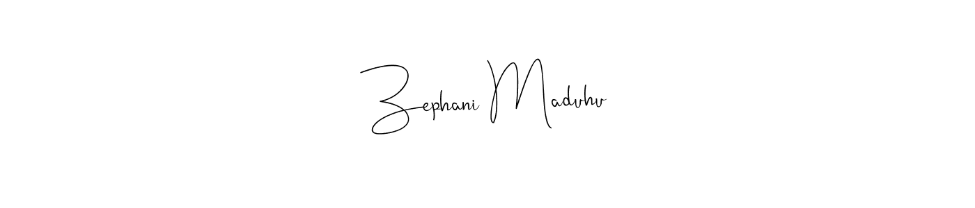 How to make Zephani Maduhu name signature. Use Andilay-7BmLP style for creating short signs online. This is the latest handwritten sign. Zephani Maduhu signature style 4 images and pictures png