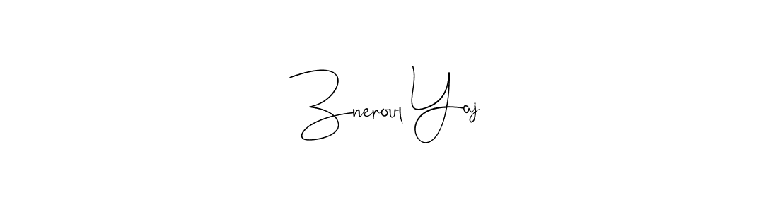 Andilay-7BmLP is a professional signature style that is perfect for those who want to add a touch of class to their signature. It is also a great choice for those who want to make their signature more unique. Get Zneroul Yaj name to fancy signature for free. Zneroul Yaj signature style 4 images and pictures png