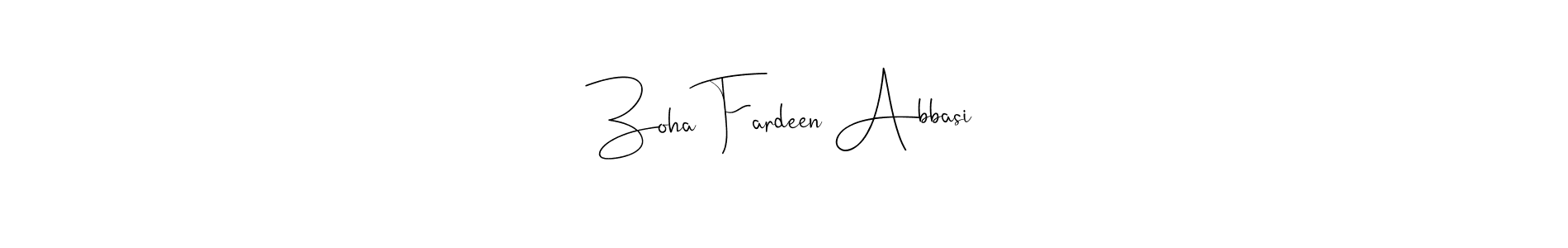 You can use this online signature creator to create a handwritten signature for the name Zoha Fardeen Abbasi. This is the best online autograph maker. Zoha Fardeen Abbasi signature style 4 images and pictures png