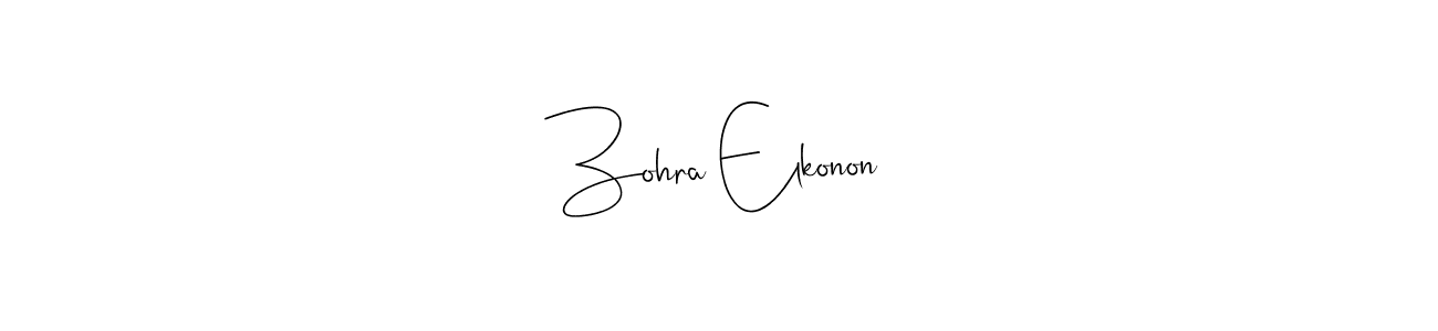 Design your own signature with our free online signature maker. With this signature software, you can create a handwritten (Andilay-7BmLP) signature for name Zohra Elkonon. Zohra Elkonon signature style 4 images and pictures png
