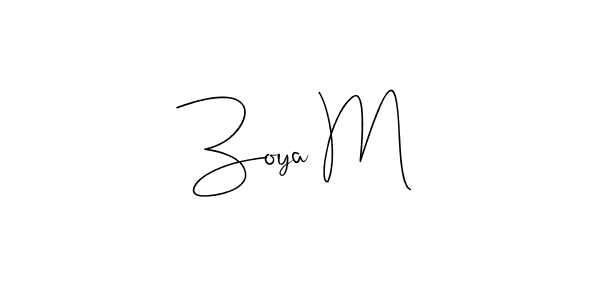 How to make Zoya M name signature. Use Andilay-7BmLP style for creating short signs online. This is the latest handwritten sign. Zoya M signature style 4 images and pictures png