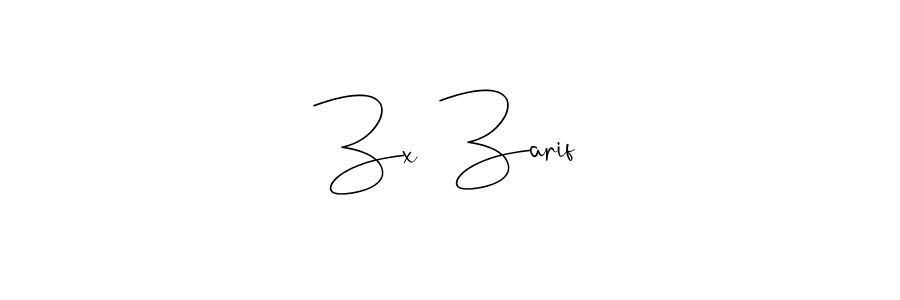 How to make Zx  Zarif name signature. Use Andilay-7BmLP style for creating short signs online. This is the latest handwritten sign. Zx  Zarif signature style 4 images and pictures png