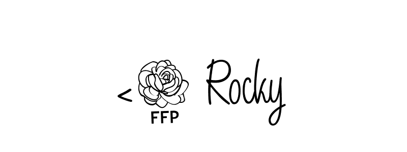 The best way (Angelique-Rose-font-FFP) to make a short signature is to pick only two or three words in your name. The name <3 Rocky include a total of six letters. For converting this name. <3 Rocky signature style 5 images and pictures png