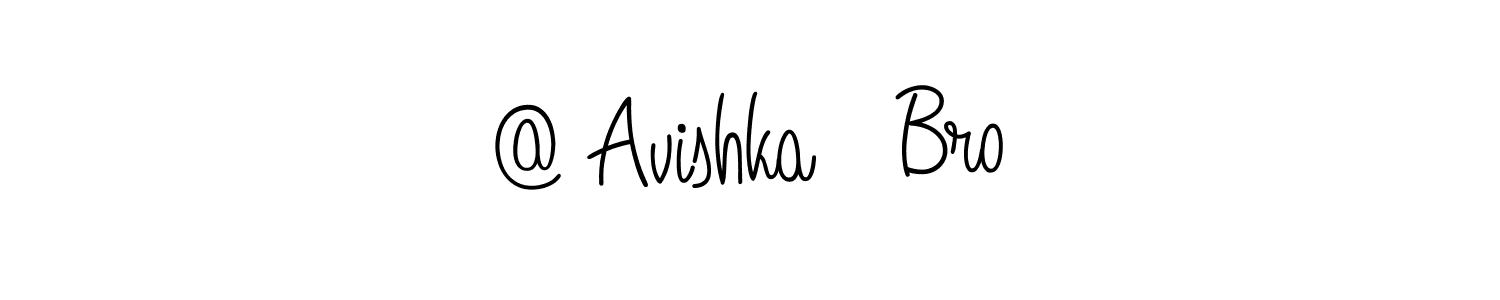 Make a beautiful signature design for name @ Avishka   Bro. With this signature (Angelique-Rose-font-FFP) style, you can create a handwritten signature for free. @ Avishka   Bro signature style 5 images and pictures png