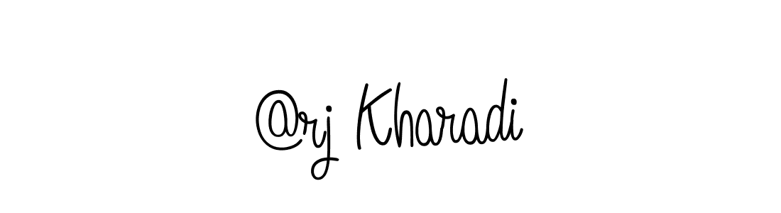 Make a beautiful signature design for name @rj Kharadi. With this signature (Angelique-Rose-font-FFP) style, you can create a handwritten signature for free. @rj Kharadi signature style 5 images and pictures png