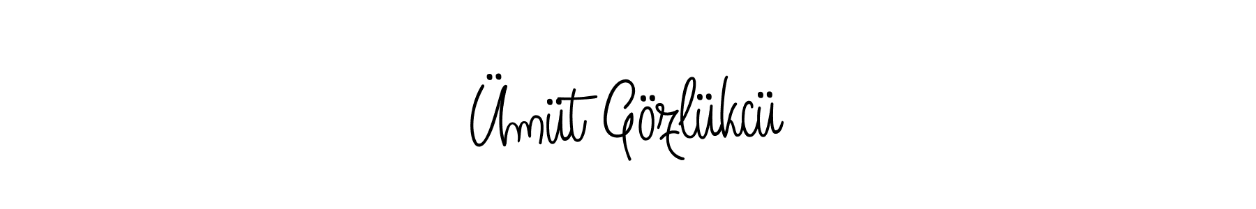 You should practise on your own different ways (Angelique-Rose-font-FFP) to write your name (Ümüt Gözlükcü) in signature. don't let someone else do it for you. Ümüt Gözlükcü signature style 5 images and pictures png