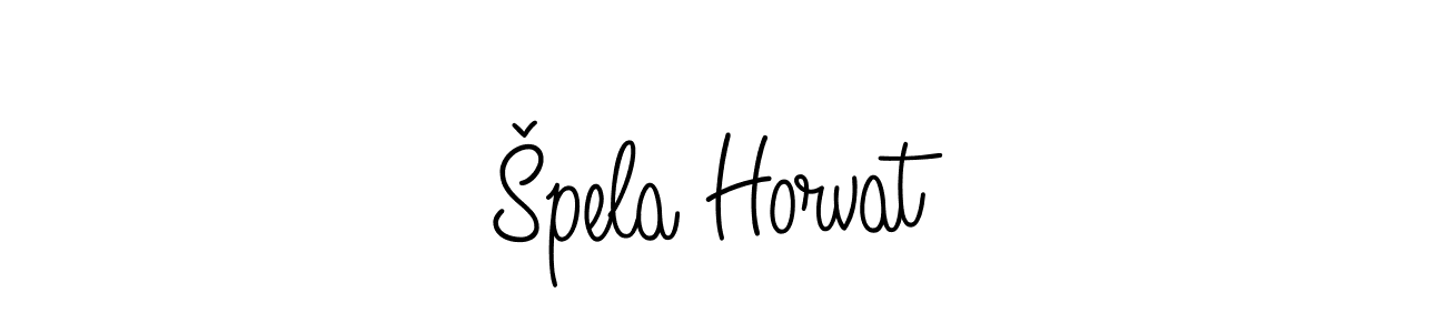 Špela Horvat stylish signature style. Best Handwritten Sign (Angelique-Rose-font-FFP) for my name. Handwritten Signature Collection Ideas for my name Špela Horvat. Špela Horvat signature style 5 images and pictures png