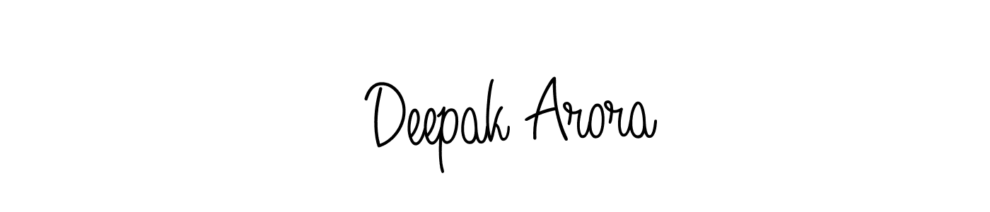 You should practise on your own different ways (Angelique-Rose-font-FFP) to write your name (  Deepak Arora) in signature. don't let someone else do it for you.   Deepak Arora signature style 5 images and pictures png