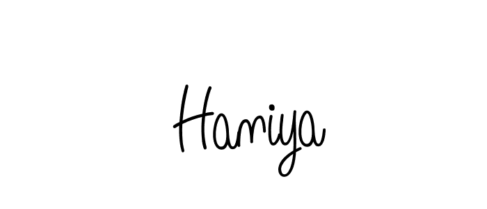 Create a beautiful signature design for name  Haniya. With this signature (Angelique-Rose-font-FFP) fonts, you can make a handwritten signature for free.  Haniya signature style 5 images and pictures png