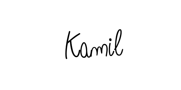 Use a signature maker to create a handwritten signature online. With this signature software, you can design (Angelique-Rose-font-FFP) your own signature for name  Kamil.  Kamil signature style 5 images and pictures png