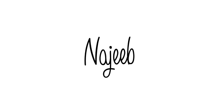 This is the best signature style for the  Najeeb name. Also you like these signature font (Angelique-Rose-font-FFP). Mix name signature.  Najeeb signature style 5 images and pictures png