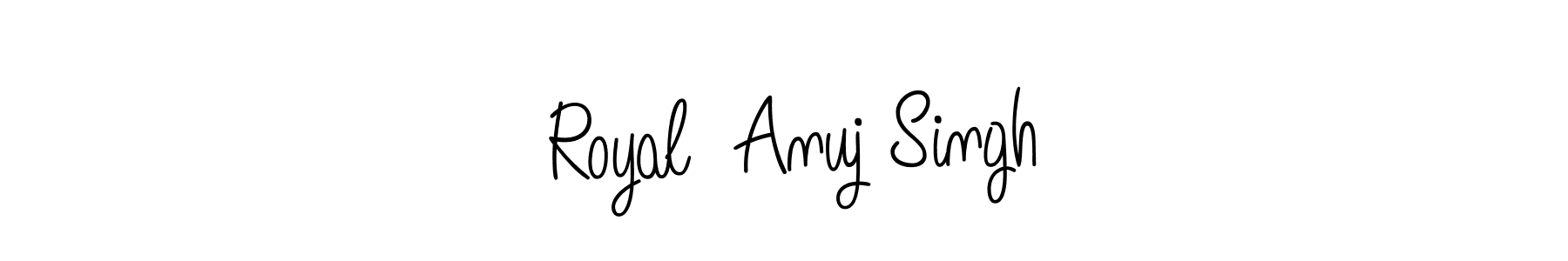 The best way (Angelique-Rose-font-FFP) to make a short signature is to pick only two or three words in your name. The name  Royal  Anuj Singh include a total of six letters. For converting this name.  Royal  Anuj Singh signature style 5 images and pictures png
