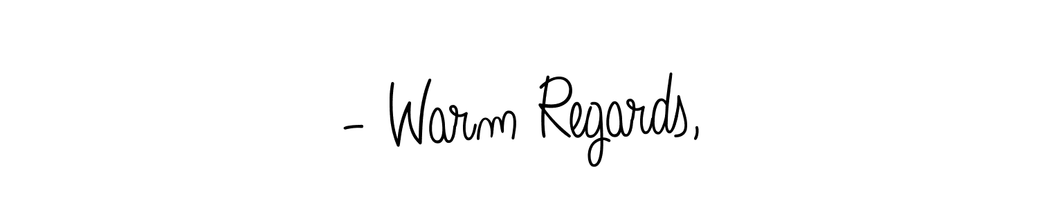 Similarly Angelique-Rose-font-FFP is the best handwritten signature design. Signature creator online .You can use it as an online autograph creator for name - Warm Regards,. - Warm Regards, signature style 5 images and pictures png